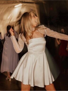 NWOT White sparkly sequin and glitter bridal bolero - handmade by Etsy artist